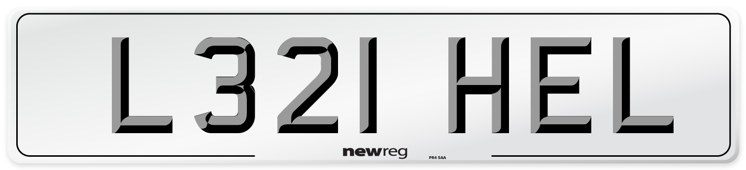L321 HEL Number Plate from New Reg